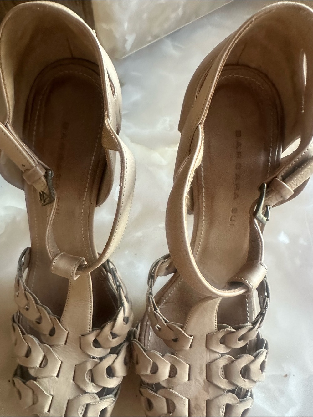 Barbara Bui Black & White Leather Platform Sandals – Size 10 - Picture 2 of 4